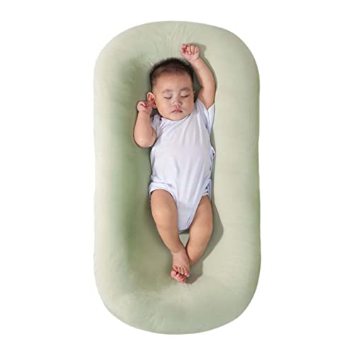 Organic Cotton Baby Lounger for Newborns - Soft, Breathable Infant Lounger with Safety Support | Perfect for Nursery, Travel & Playtime (Green)