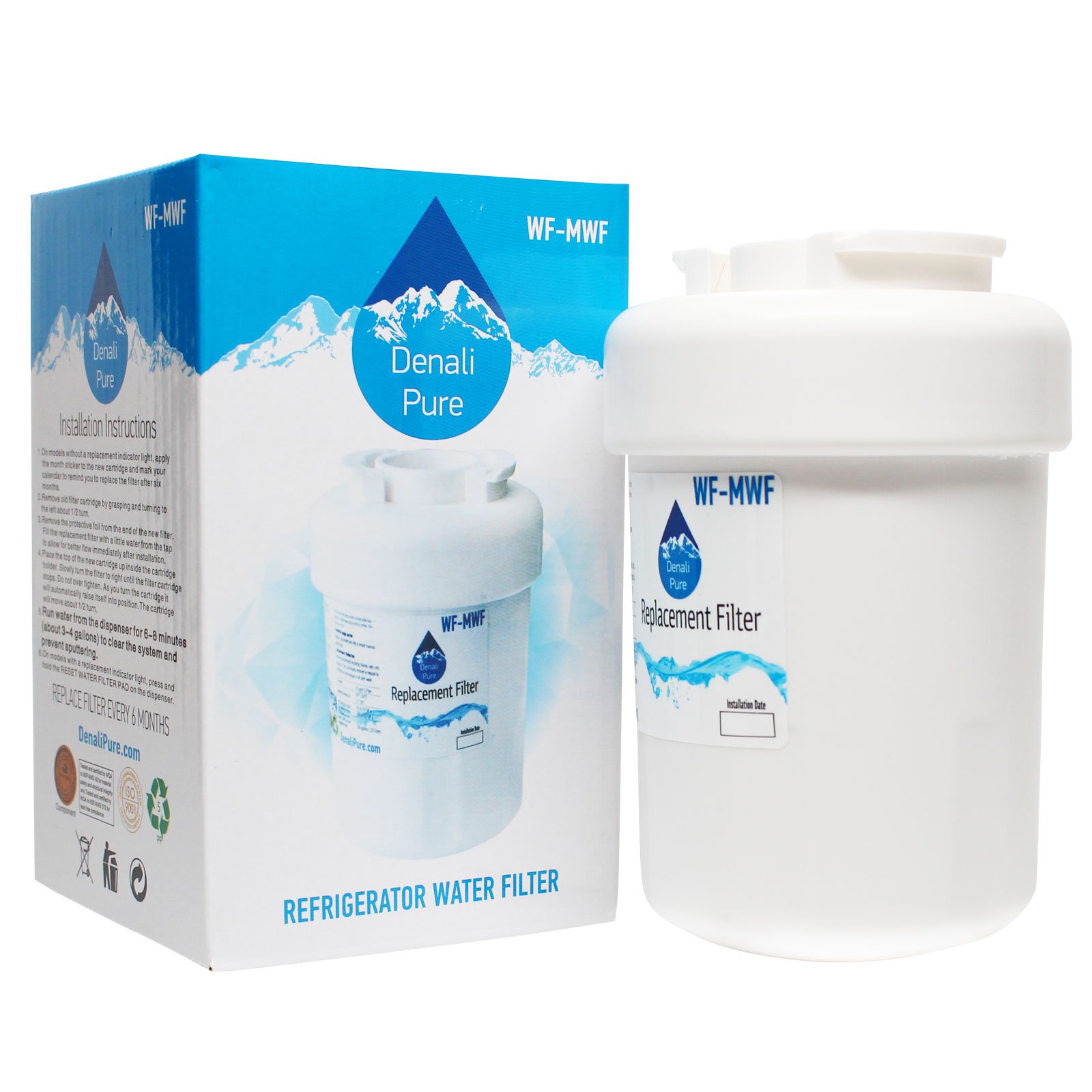 6-Pack GE PSG29NHMHCWW Refrigerator Water Filter Replacement - Compatible with GE MWF & MWFP Fridge Filters | Improves Taste, Reduces Contaminants & Chlorine | Clean Drinking Water for Home, Office & RV Use