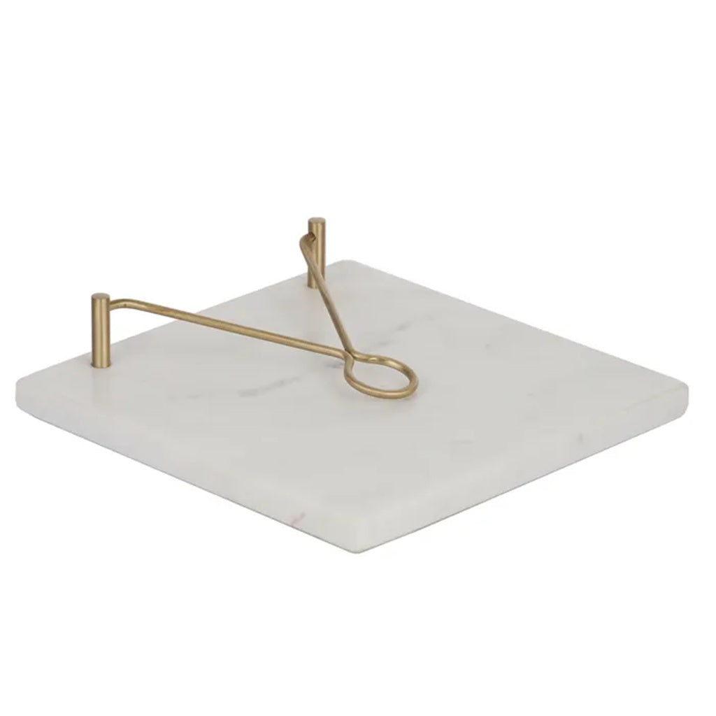Coast to Coast Mira Marble and Brass Napkin Holder - 20cm Elegant White Tableware for Dining, Kitchen, and Party Decor