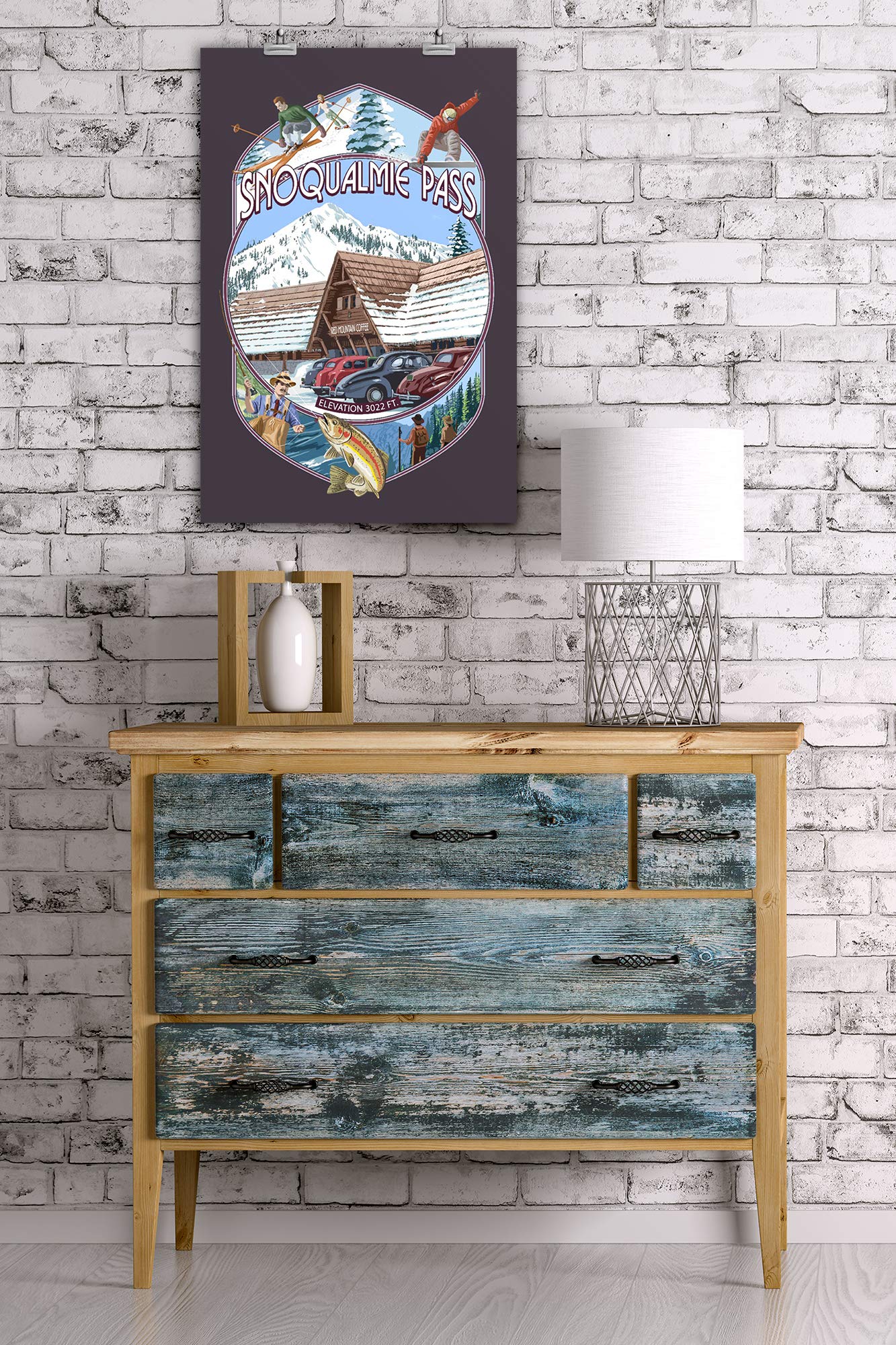 Lantern Press 16x24 Inch Giclee Art Print - Snoqualmie Pass Washington Landscape Wall Decor | Perfect for Living Room, Bedroom & Office
