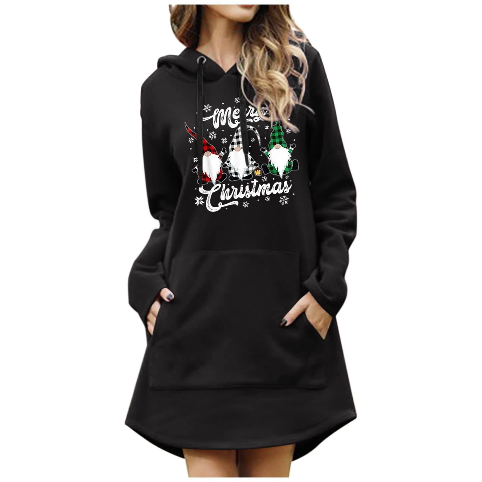 Women's Casual Hooded Sweatshirt Dress - Solid Color Pullover with Pockets, Long Sleeve Hoodie Dress for Everyday Wear | Perfect for Lounge, Streetwear & Fall Fashion