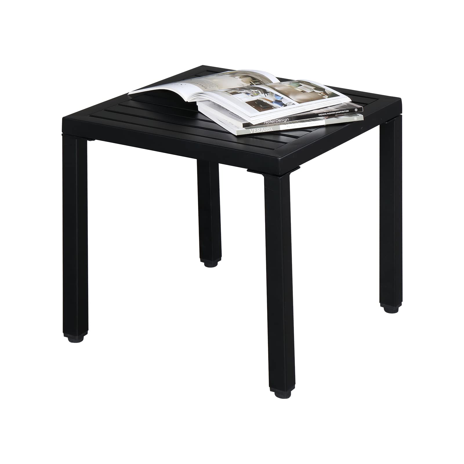 19x19x18 Inch Modern Wrought Iron Side Table - Stylish End Table for Living Room, Bedroom, Patio & Outdoor Decor