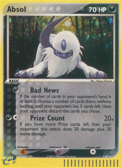 Absol Pokemon Card (1/97) EX Dragon Expansion - Rare Collectible for Trading Card Game Battles & Display