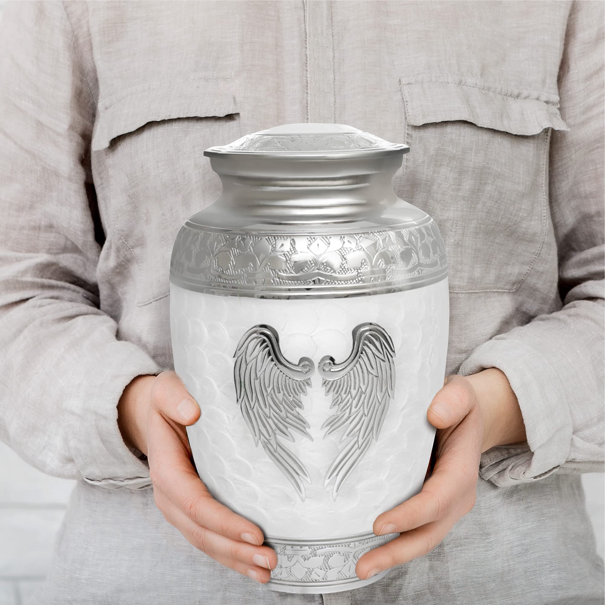 Elegant White Angel Wings Cremation Urn for Adults - Memorial Keepsake for Human Ashes | Perfect for Home Memorial Display, Funeral Services & Remembrance Ceremonies