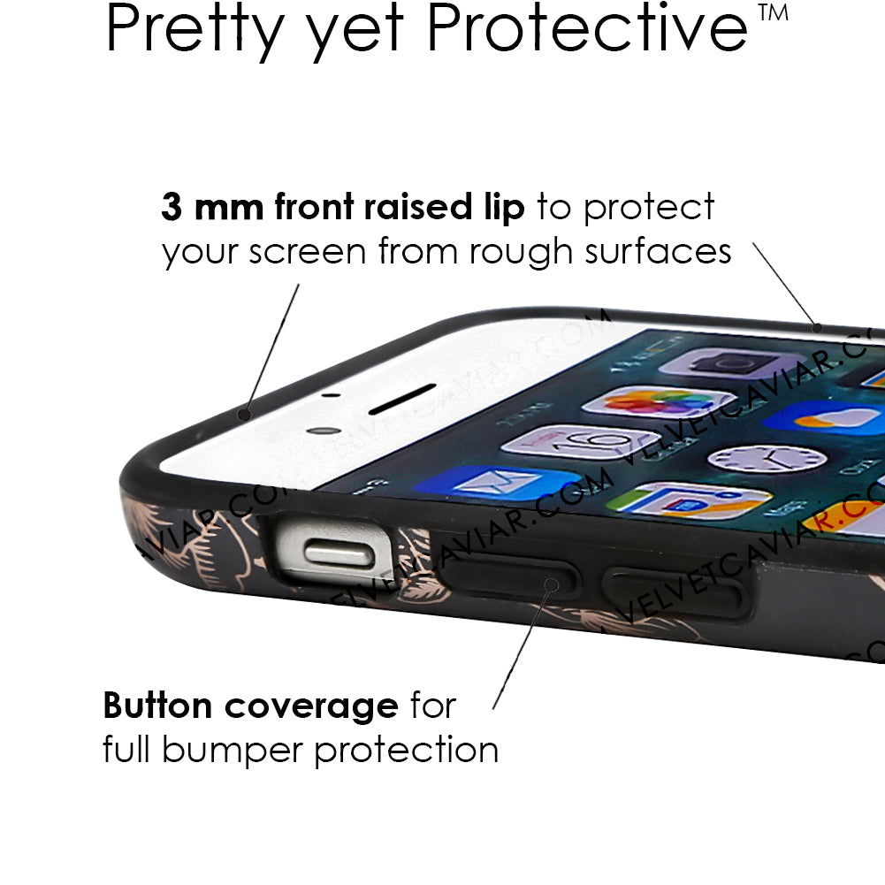 Elegant Floral Rose Gold iPhone Case - Stylish Protective Cover for iPhone 11/12/13/14/15 Pro Max - Perfect for Everyday Use, Office & Special Occasions