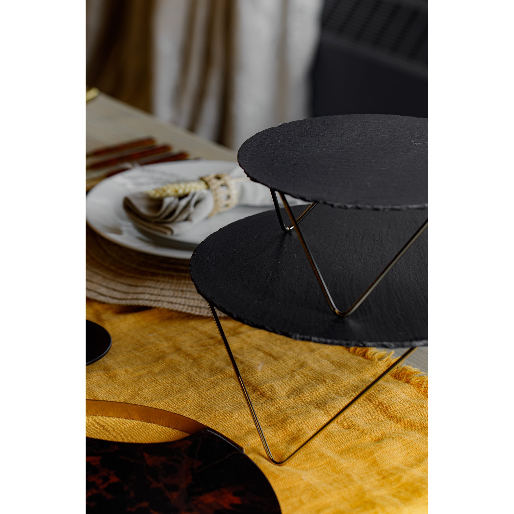Artisà 2-Tier Slate Serving Platter - Elegant Cheese & Charcuterie Board for Entertaining & Party Appetizers