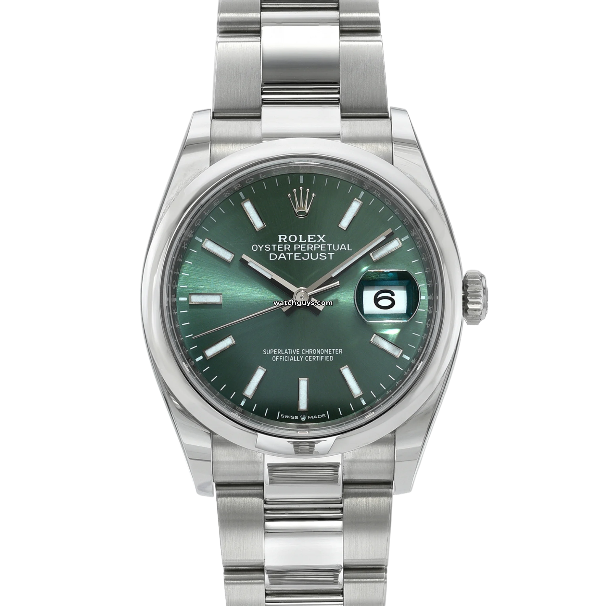 Rolex Datejust 126200 Stainless Steel Watch with Mint Green Dial & Oyster Bracelet - Perfect for Business Meetings & Luxury Events
