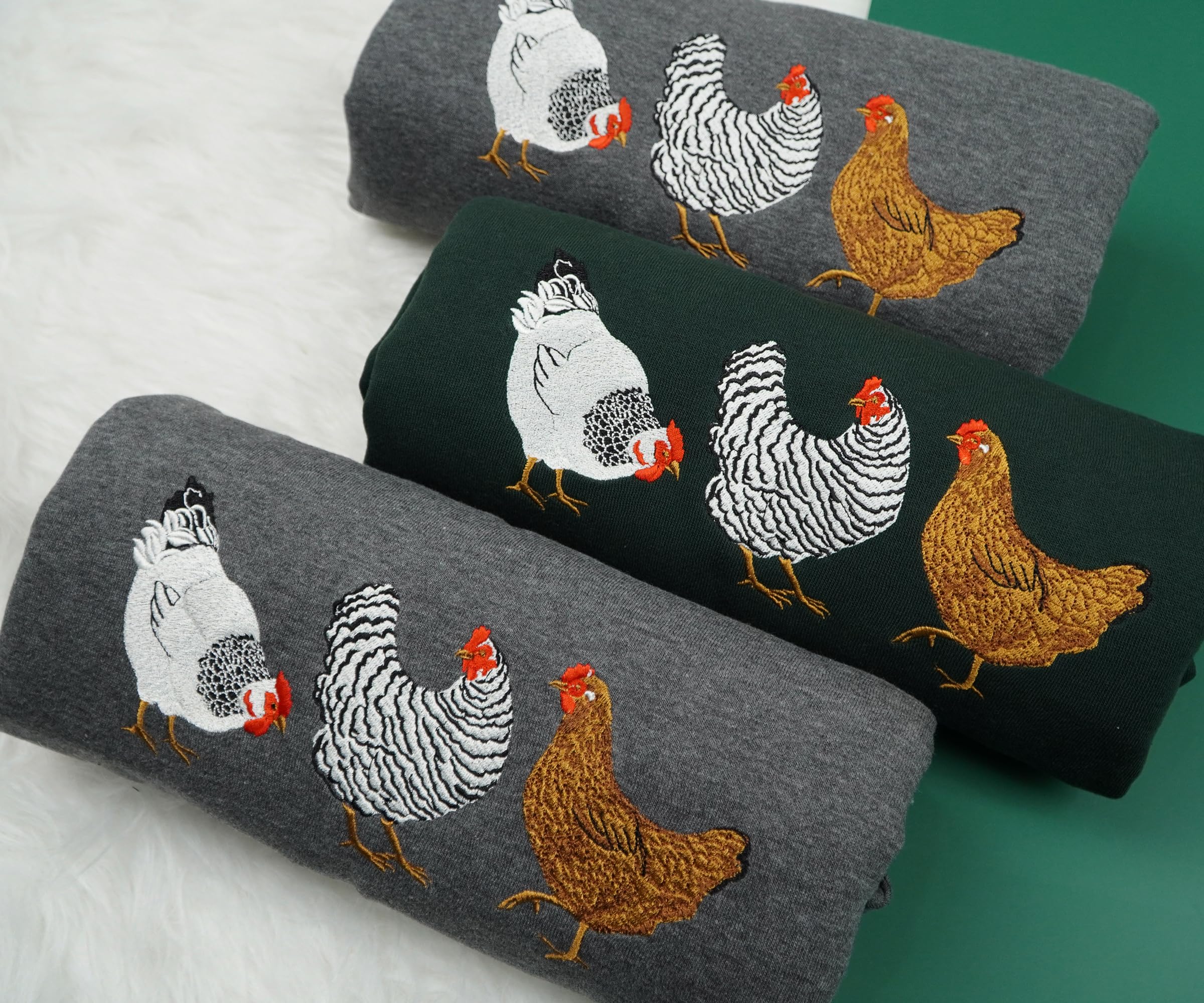 Chicken Sweatshirt for Women - Embroidered Chicken Lover Gift, Funny Chicken Mom Shirt - Perfect for Poultry Enthusiasts, Farm Life & Casual Wear