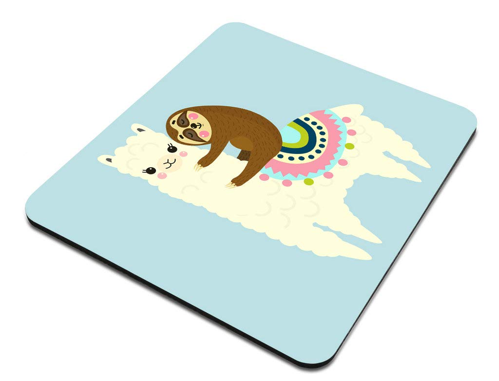 Custom Gaming Mouse Pad with Cute Cartoon Llama & Sloth Design - Non-Slip Rubber Base for PC/Laptop - Perfect for Office Work, Gaming & Home Use