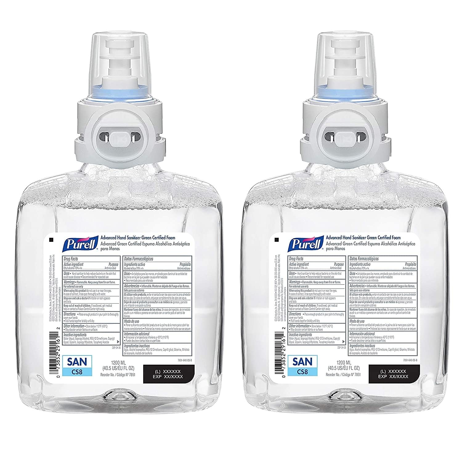 PURELL Advanced Hand Sanitizer Refill - Green Certified, Fragrance Free, 1200mL Foam (Pack of 2) for CS8 Automatic Dispenser | Ideal for Offices, Hospitals & Public Spaces