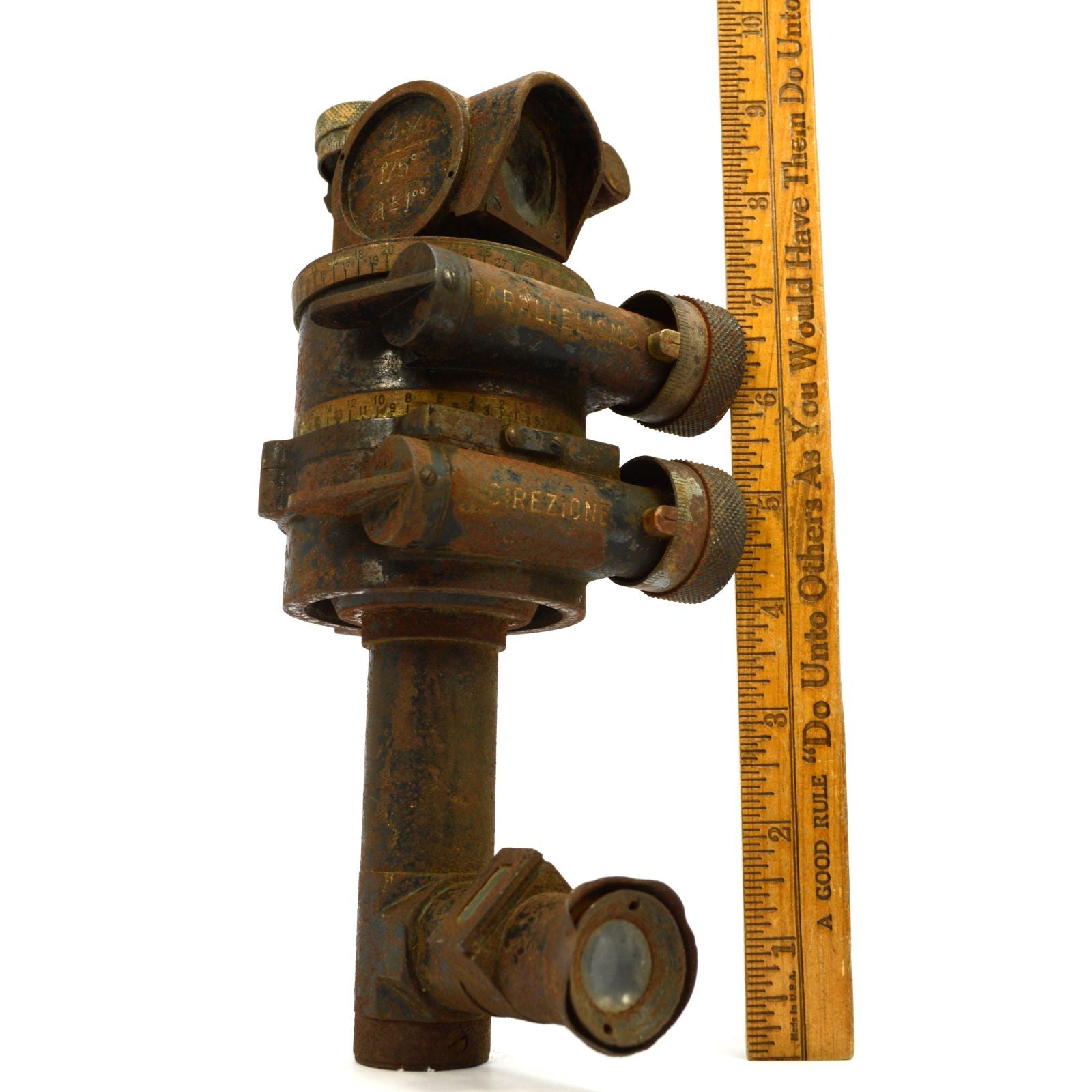 Vintage WWI Italian Panoramic Artillery Sight for Direct Fire - Rare Military Collectible for Restoration & Repair - Perfect for War Memorabilia Displays & Historical Reenactments