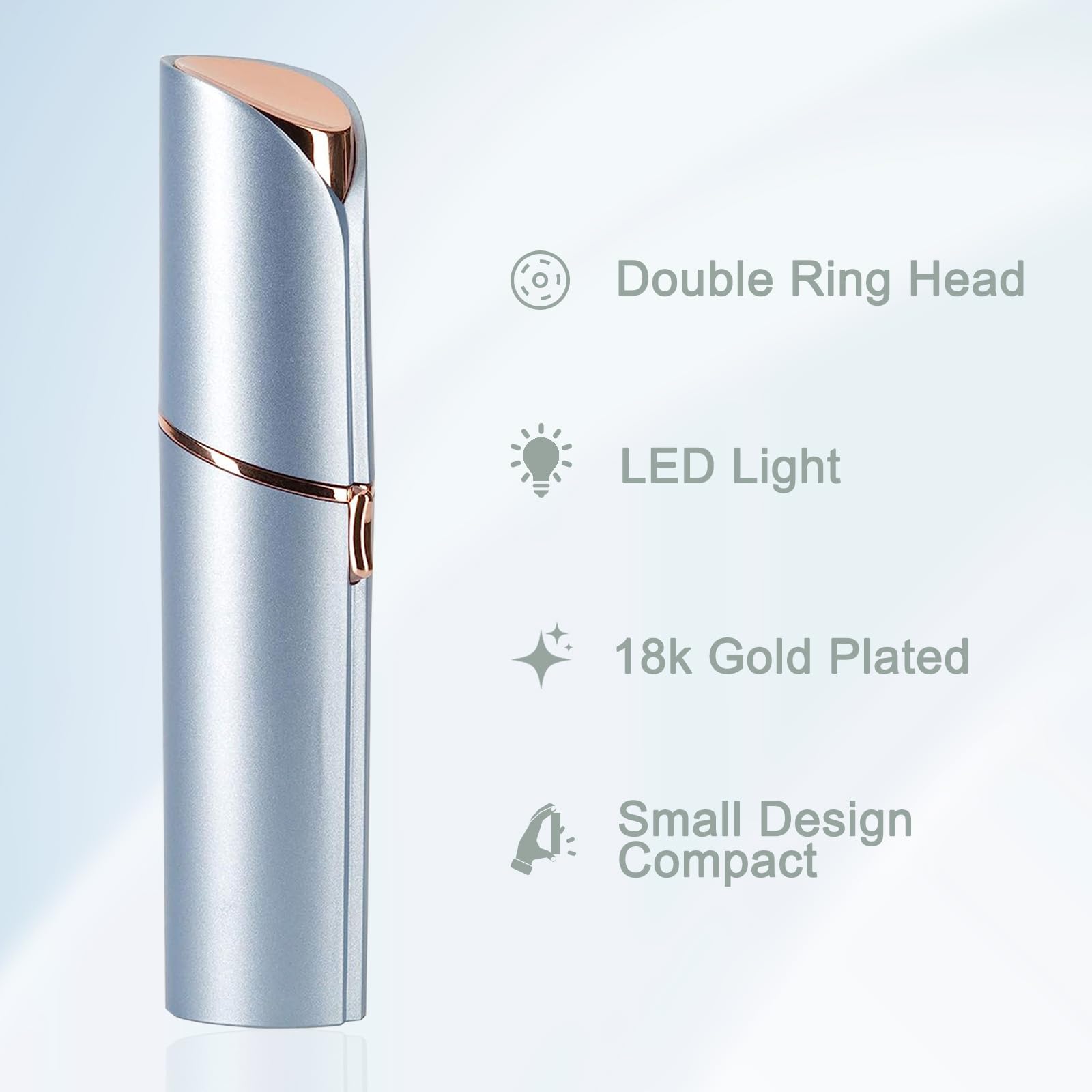 Electric Facial Hair Remover for Women - Painless Hair Removal Device for Chin, Lip & Peach Fuzz with 2 Replacement Heads & USB Rechargeable - Perfect for Travel & Daily Grooming Routine