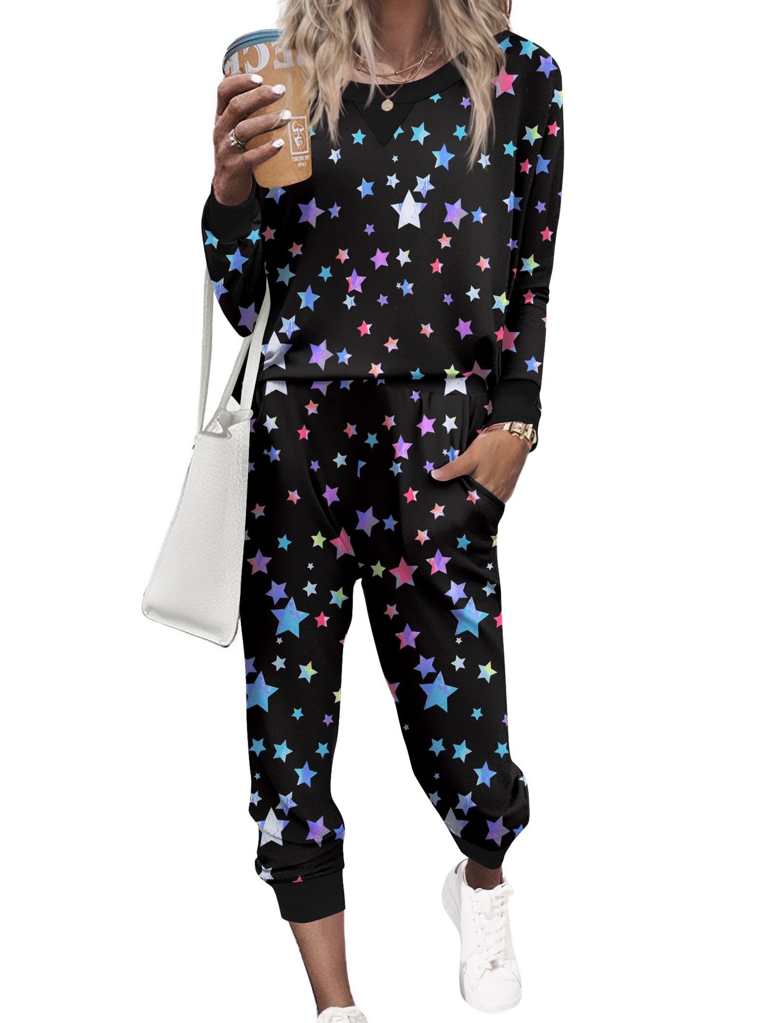Ekouaer Women's Soft Long Sleeve Pajama Set - 2 Piece Jogger Sleepwear & Loungewear for Comfortable Nights | Perfect for Sleeping, Lounging, and Relaxing at Home