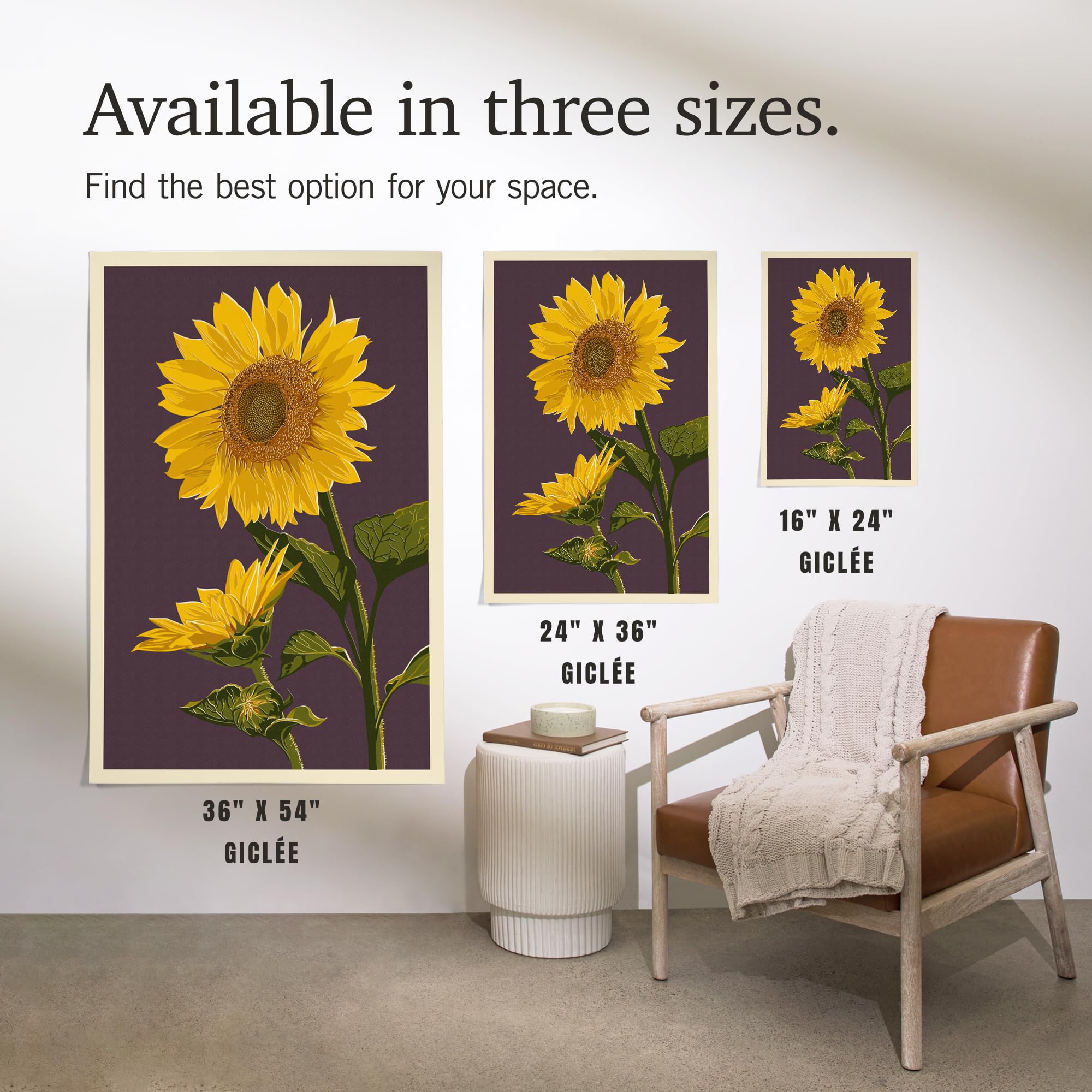 Lantern Press 16x24 Inch Sunflower Giclee Art Print - Premium Letterpress Wall Decor for Living Room, Bedroom & Office