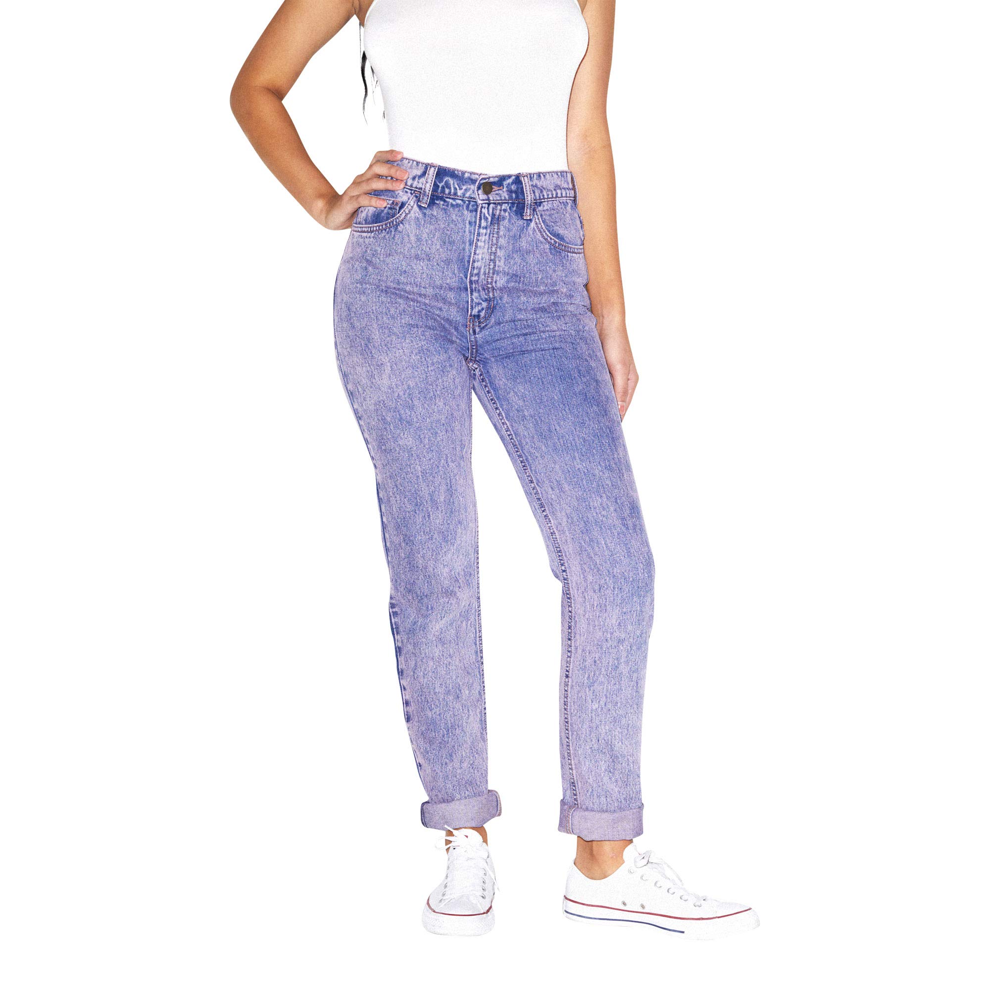 American Apparel Women's High-Waist Stretch Denim Jeans - Comfortable Slim Fit for Casual Wear & Everyday Outfits
