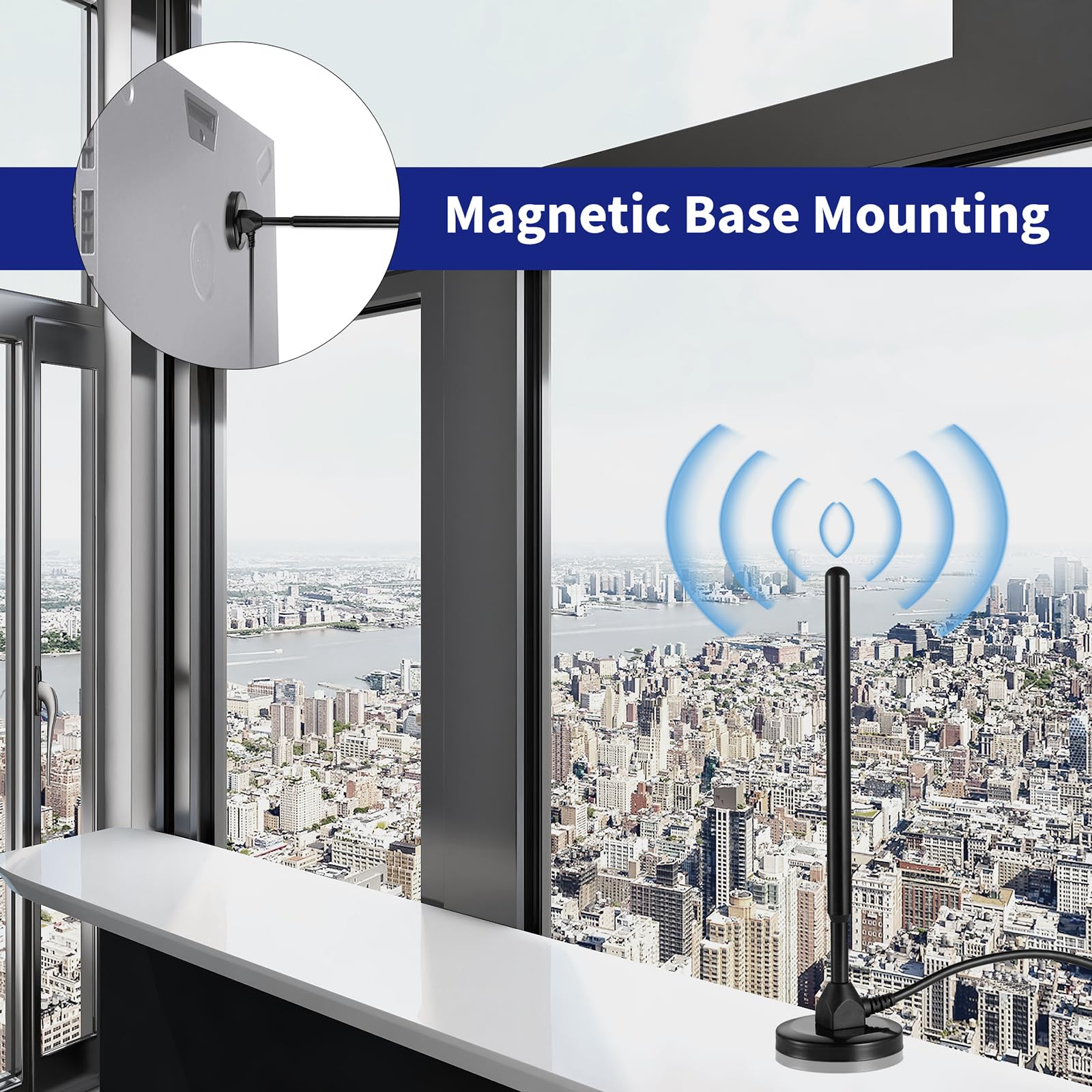 5.8dBi Waterproof LoRa Gateway Antenna - 915MHz Pure Copper Magnet Base with 3M/10FT Cable for Helium Hotspot (RAK, Nebra, Bobcat 300, SenseCAP M1, Finestra Miner) - Outdoor & Indoor IoT Connectivity Solution
