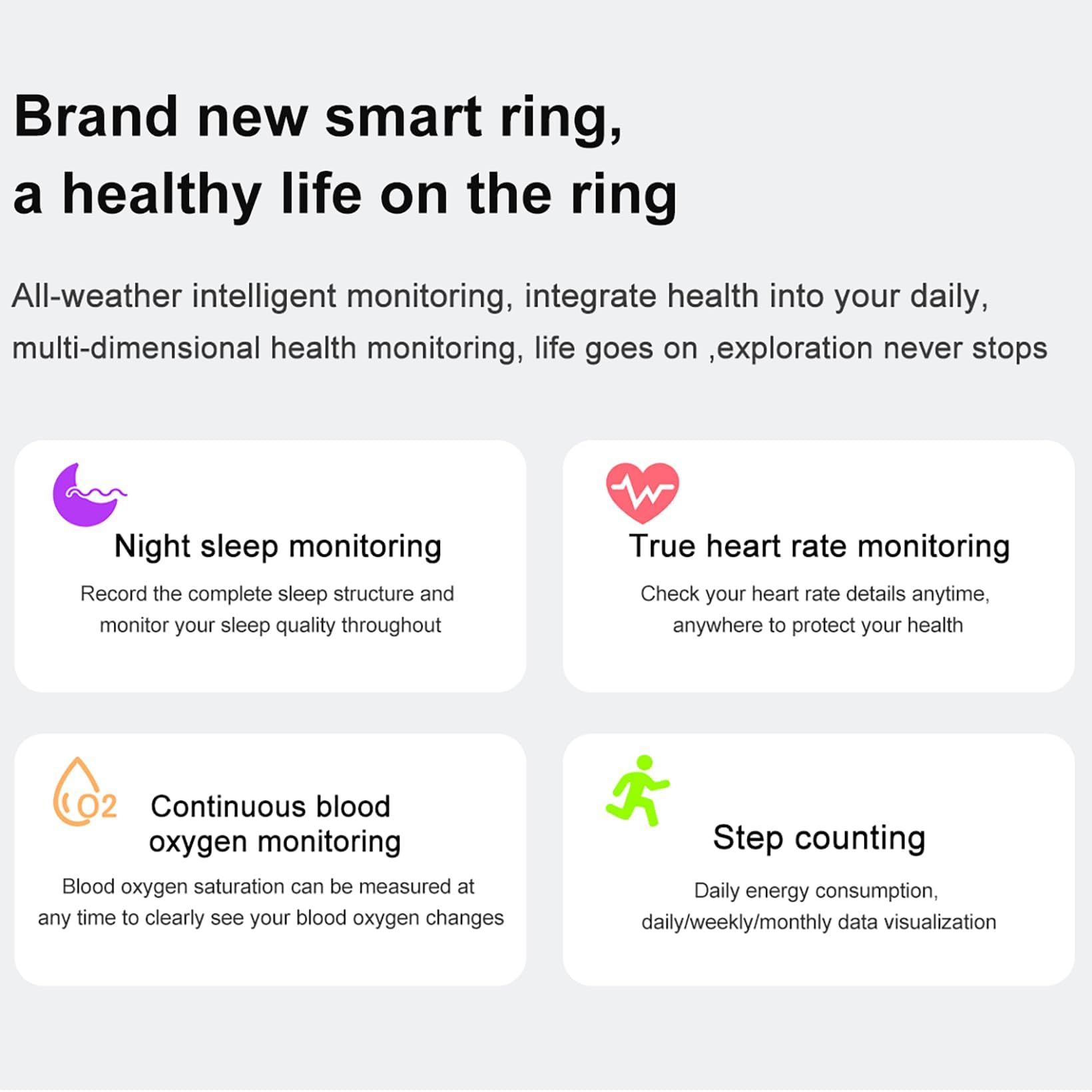 2024 Smart Ring Fitness Tracker with Blood Oxygen & Heart Rate Monitor - IP68 Waterproof Sleep Tracking Ring for Men & Women - Camera Control Smart Wearable Device (US Size 9) - Perfect for Workouts, Sleep Analysis & Daily Health Monitoring