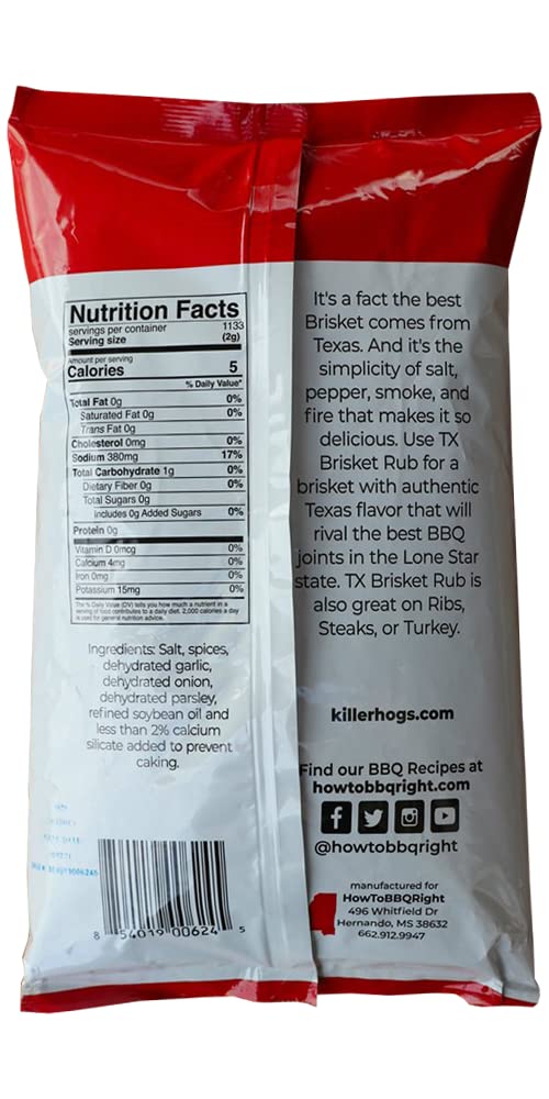 Killer Hogs BBQ TX Brisket Rub - Championship BBQ & Grill Seasoning for Texas Brisket, Ribs, Steaks & Turkey | 5lb Premium Meat Rub | Perfect for Smoking, Grilling & Outdoor Cooking