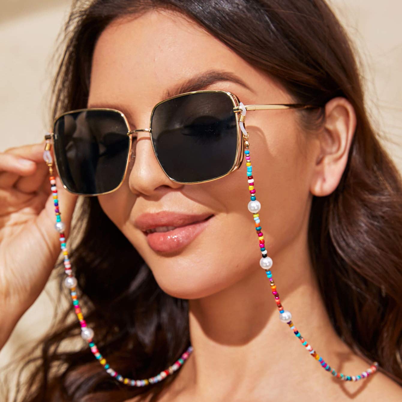 Rainbow Beaded Glasses Chain - Stylish Eyeglass Holder & Sunglasses Lanyard for Women - Perfect for Reading, Driving, and Outdoor Activities