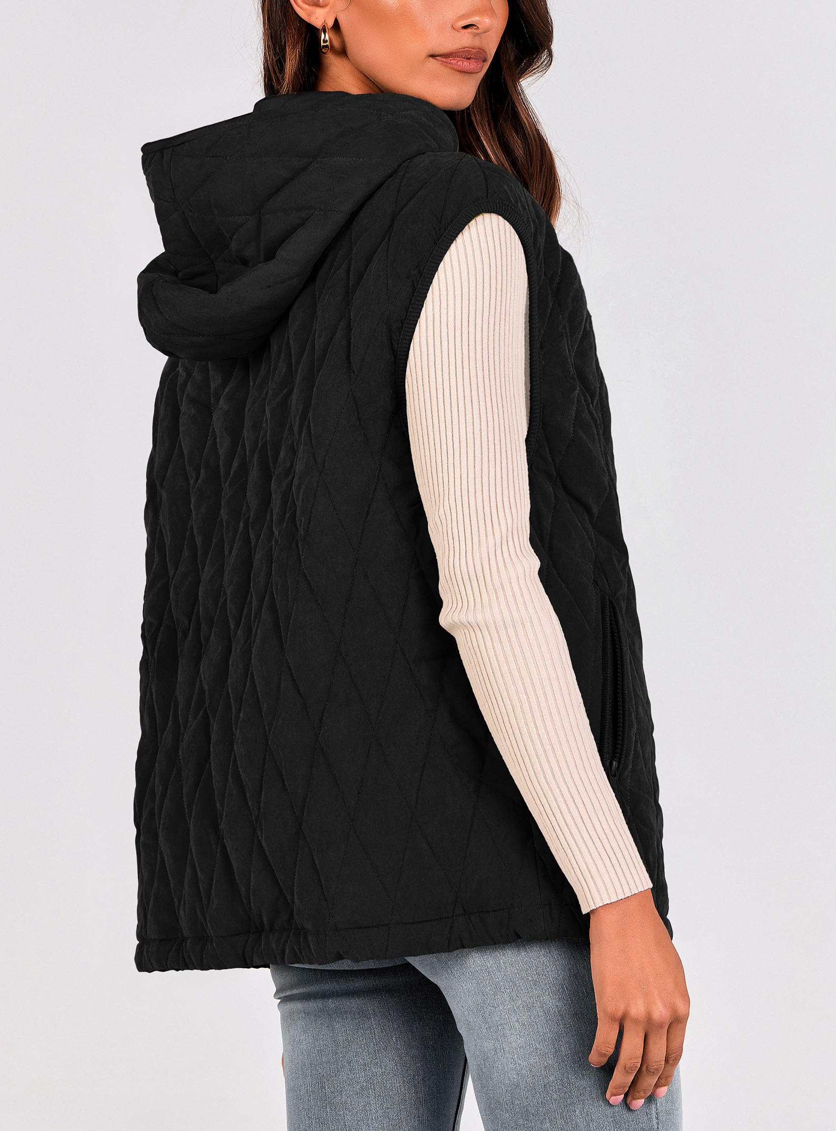 PRETTYGARDEN Women's Sleeveless Hooded Zip-Up Vest Jacket - Lightweight Fall Spring Outerwear for Casual Wear, Layering & Outdoor Activities