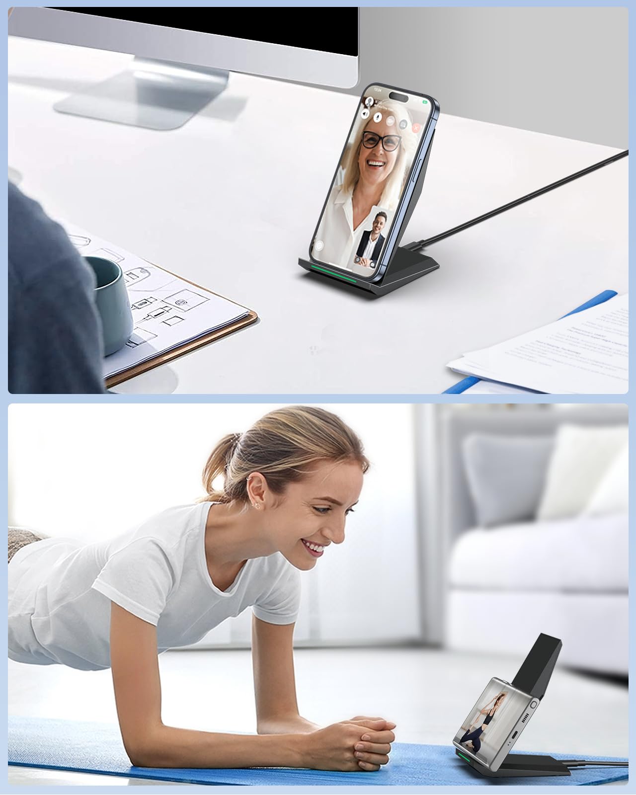 15W Max Qi Fast Wireless Charging Stand with LED Indicator - Compatible with iPhone 16/15/14/13/12/11 Pro Max/XS/8 Plus, Samsung Galaxy S25/S24/S23/S22 Ultra/S21/S20 FE/S10/S8 & Pixel 6/5 | Perfect for Home, Office & Travel Charging