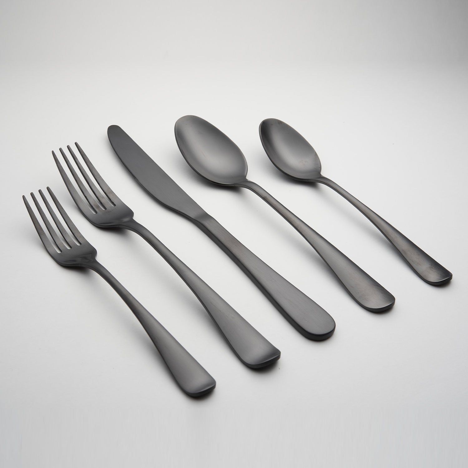 Rhiannon Black Satin 20-Piece Flatware Set - Elegant Stainless Steel Cutlery for Fine Dining, Dinner Parties & Formal Occasions