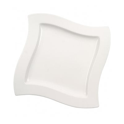 Villeroy & Boch NewWave 10.6 Inch Square Dinner Plate Set of 4 - Premium White Porcelain Dishware for Fine Dining & Home Entertaining