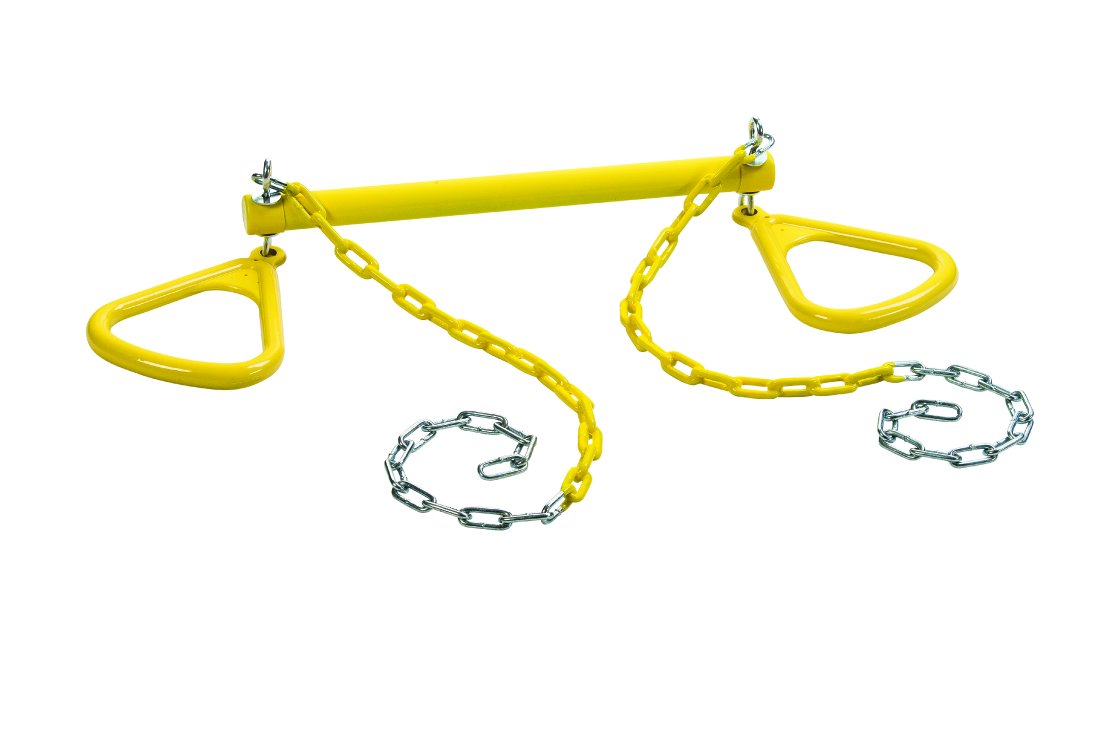 Ultimate Trapeze Bar with Rings - 6 Color Options for Kids Swing Set | Heavy Duty 250lb Capacity | Easy Installation for DIY Backyard Playsets | Perfect for Outdoor Playground, Gym & Backyard Fun (Swing Hangers Sold Separately)