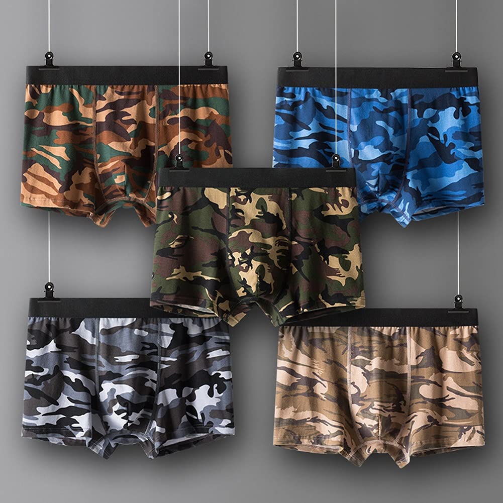 PDGJG Camouflage Print Men's Underwear - U-Convex Boxer Shorts for Men, Breathable & Comfortable, XL Size, Multicolor | Perfect for Outdoor Activities, Gym & Daily Wear