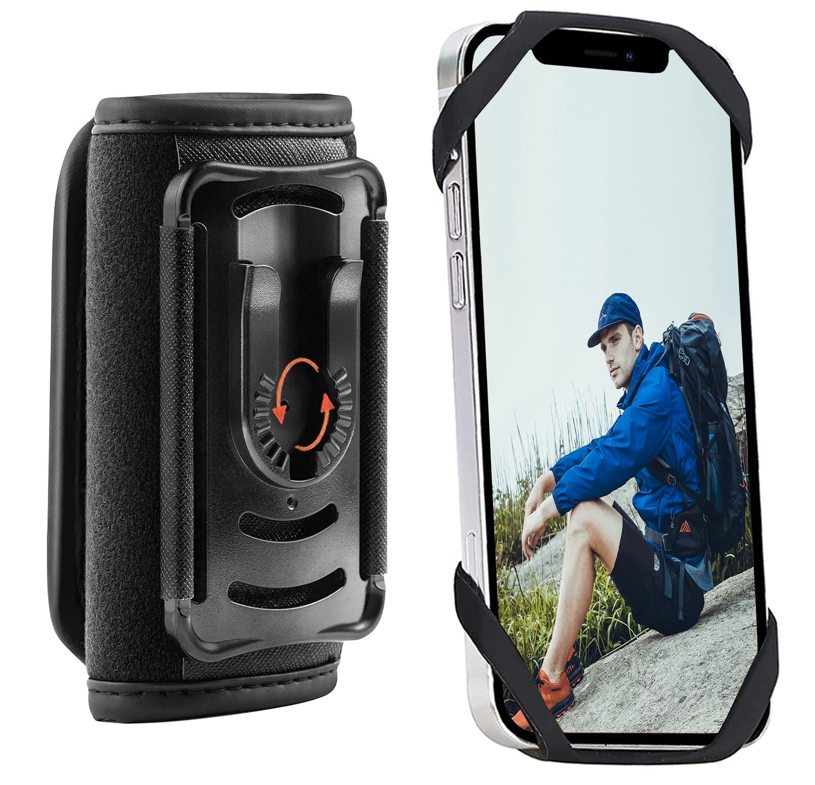Adjustable Detachable Phone Holder for Backpack Strap - Universal Smartphone Mount for Hiking, Travel & Outdoor Activities - Secure Hands-Free Phone Accessory for iPhone & Android Devices