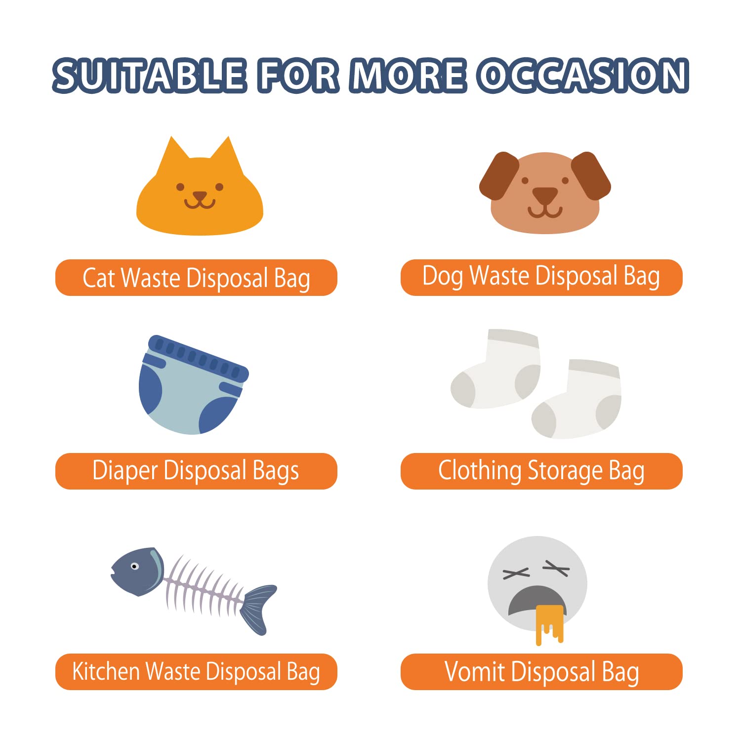 Odor Sealing Cat Waste Disposal Bags - Unscented Large Capacity Litter Bags (120 Count) for Cat Poop, Diaper & Pet Waste - Blue | Ideal for Litter Box Cleaning, Travel & Outdoor Use