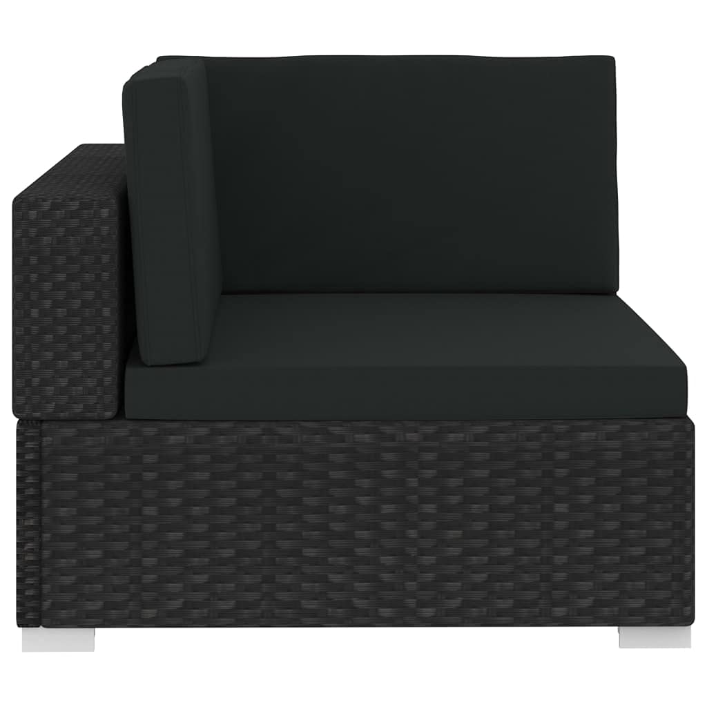4-Piece Outdoor Patio Furniture Set - Black Poly Rattan Wicker Conversation Sofa with Cushions for Garden, Poolside, Balcony & Backyard | Durable Indoor/Outdoor Use