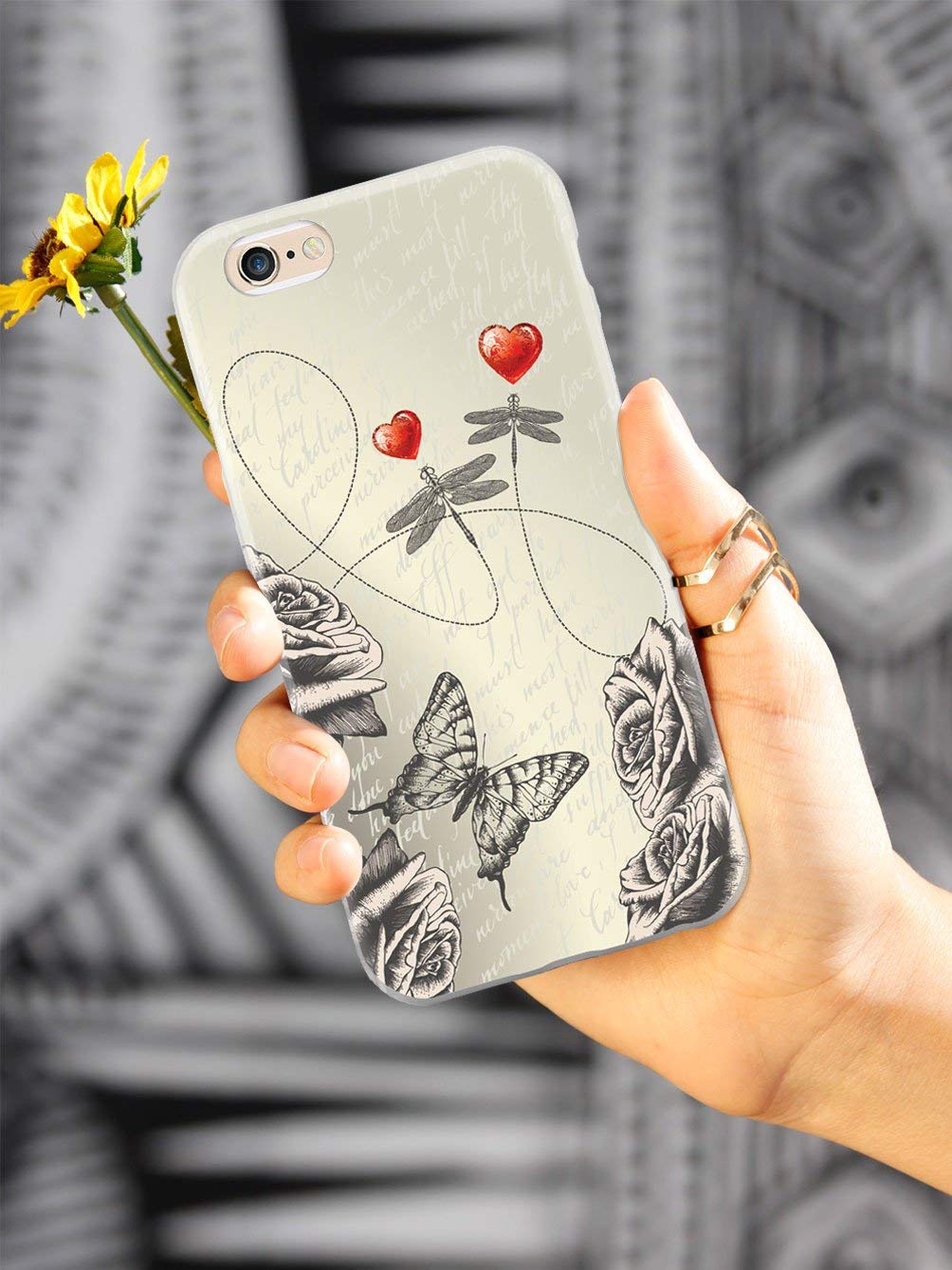 Inspired Cases - iPhone X/Xs Case - 3D Textured Protective Phone Cover for Apple iPhone X/Xs - Dragonflies in Love Design - Slim Fit Shockproof Case for Everyday Use & Outdoor Activities