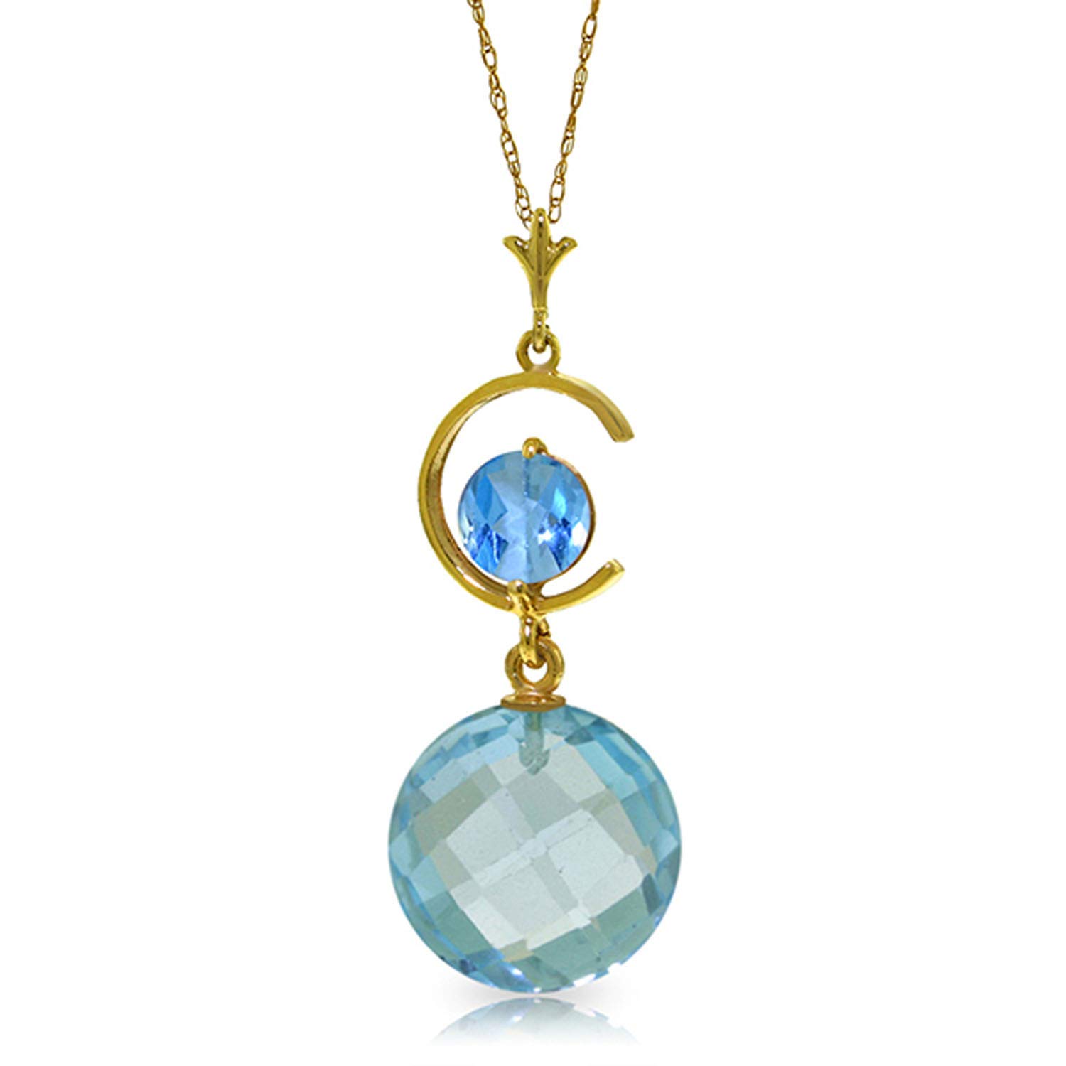 14K Gold Necklace with Natural Blue Topaz | Elegant Galaxy Gold GG Pendant | Perfect for Weddings, Anniversaries & Special Occasions