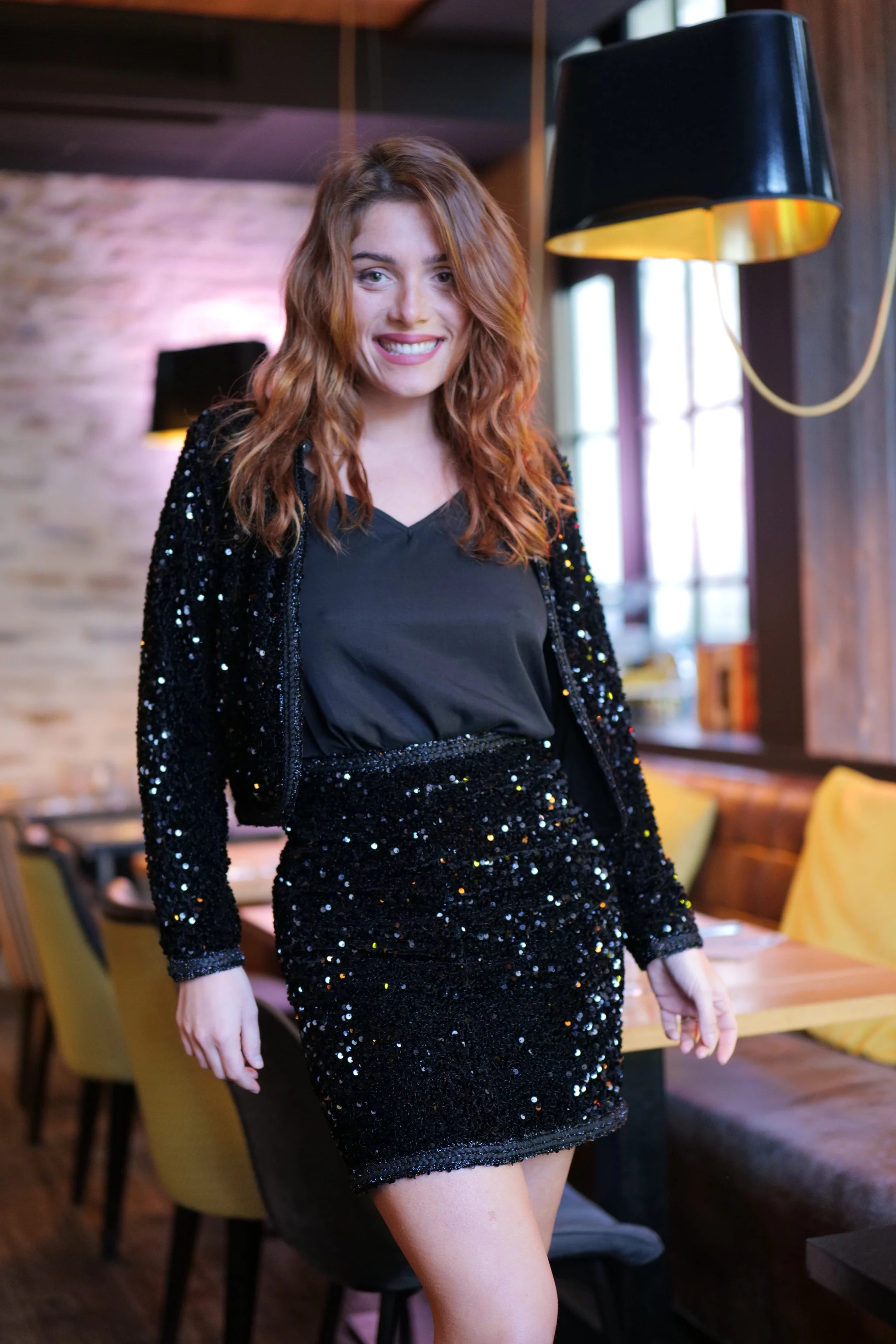 Inaya Sequin Mini Skirt for Women - Black Sparkly Party Skirt for Nightclub, Date Night & Holiday Outfits