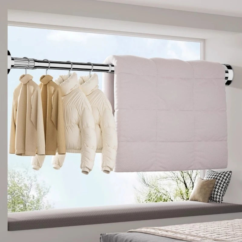 Alana 1.1 Inch Adjustable Metal Spring Tension Curtain Rod - Perfect for Windows, Doors, and Closet Organization