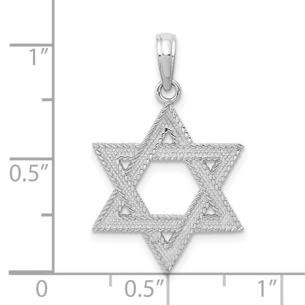14K Solid White Gold Star of David Necklace - Jewish Magen David Pendant with Chain - Religious Judaica Jewelry for Men & Women - Perfect for Hanukkah, Bar Mitzvah, and Jewish Holidays