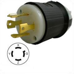 HUBBELL HBL2741 30A 250V NEMA L17-30 Male AC Power Plug - Heavy Duty Industrial Use for Generators, RVs & Construction Equipment