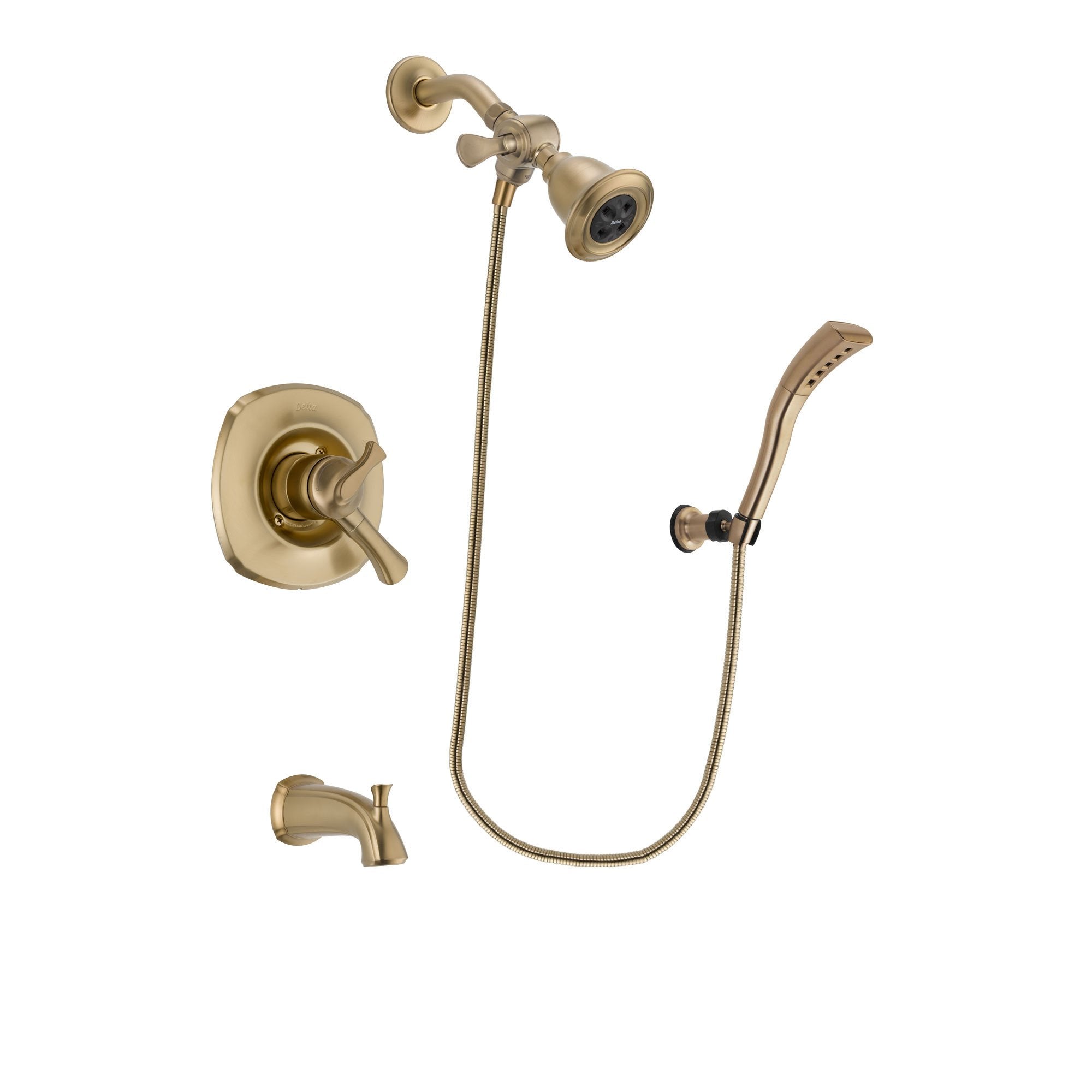 Delta Addison Champagne Bronze Dual Control Tub and Shower Faucet System with Water-Efficient Showerhead, Wall Mount Handheld Spray, Rough-in Valve & Tub Spout DSP3675V - Perfect for Modern Bathroom Renovations & Water Conservation