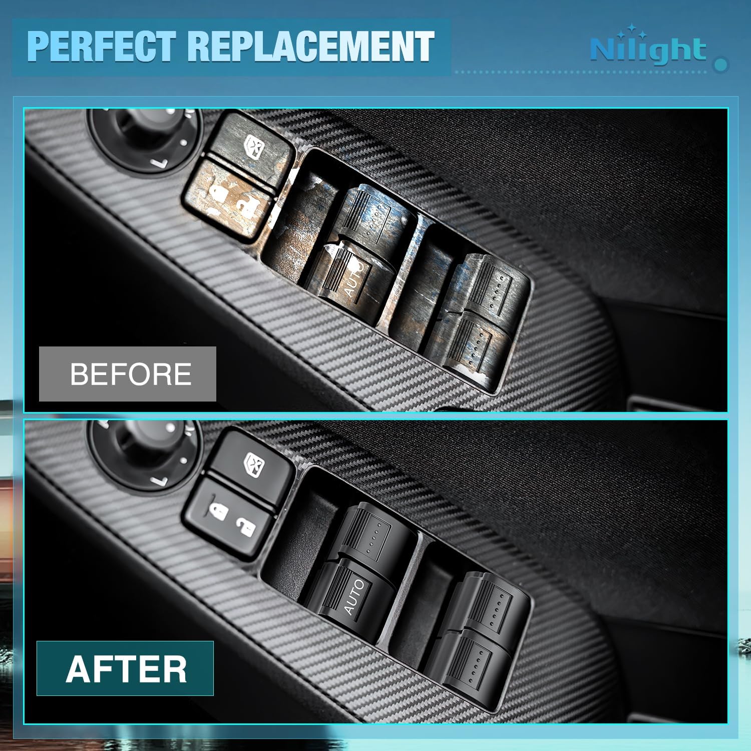 2001-2006 Honda Civic Sedan & 2002-2006 Honda CR-V Power Window Switch - Front Left Master Control - Replacement Auto Parts for Smooth Window Operation | Perfect for DIY Car Repairs & Window Mechanism Upgrades