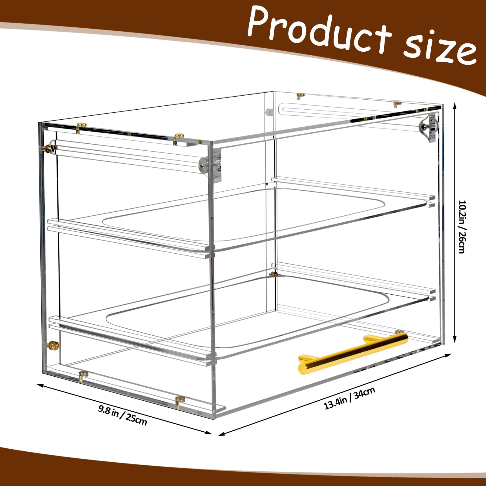 2-Tier Acrylic Bread Display Case with Front Door - Large Pastry & Cake Showcase for Bakery, Donuts, Sourdough Bread - Perfect for Countertop Display in Bakeries, Cafes, and Home Kitchens