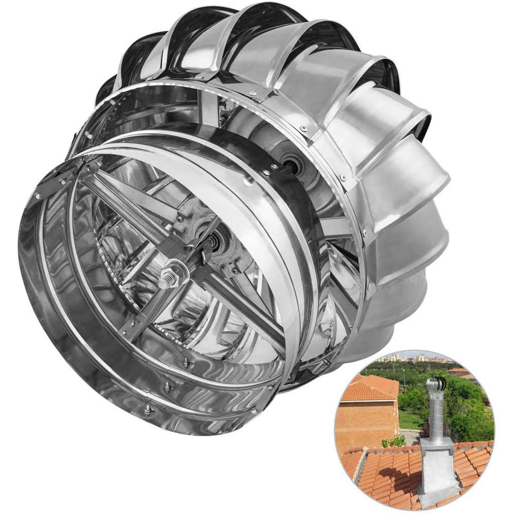 Stainless Steel Rotary Chimney Cowl Cap - 450mm Anti-Downdraught Vent Spinner with Fixed Feet for Chimneys, Exhaust Vents & Chimney Pots | Weatherproof Roof Ventilation Solution for Homes & Outdoor Buildings