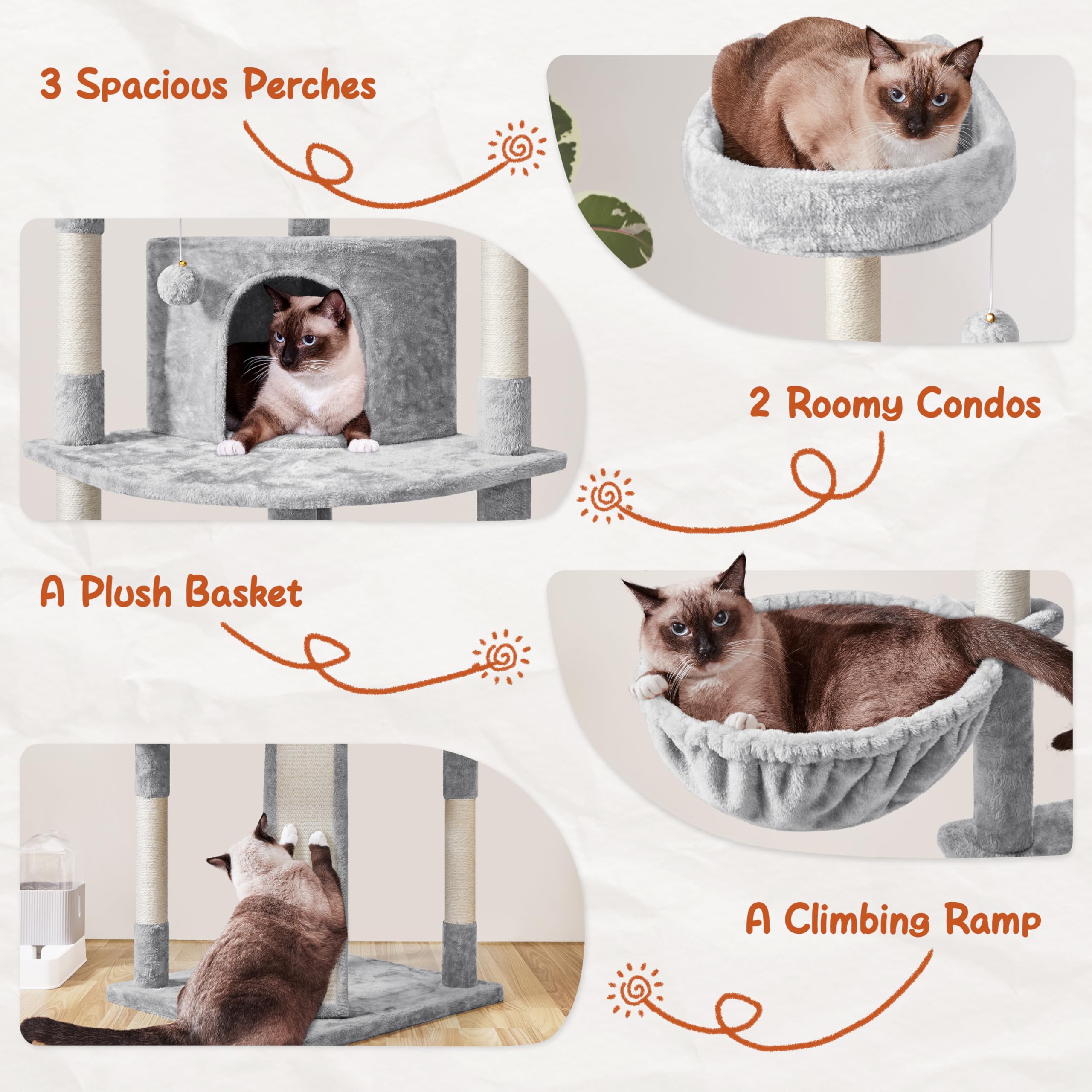 Yaheetech 76-Inch Large Cat Tree with Perches, Condos & Scratching Posts - Multi-Level Cat Tower for Indoor Cats - Perfect for Play, Rest & Climbing in Home or Apartment