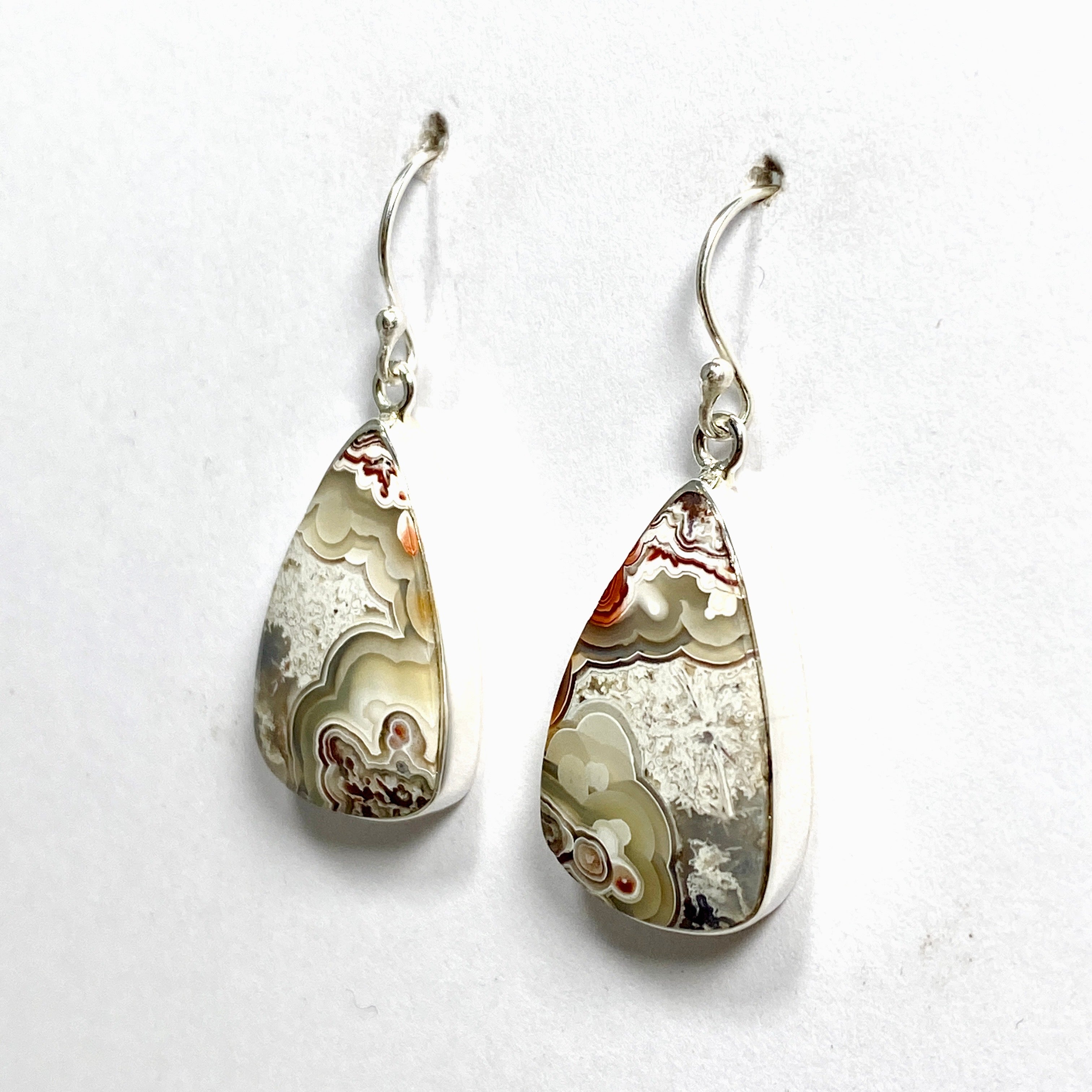 Mexican Crazy Lace Agate Teardrop Earrings - Handmade Sterling Silver Dangle Earrings for Women | Boho Chic Jewelry for Parties, Weddings & Special Occasions