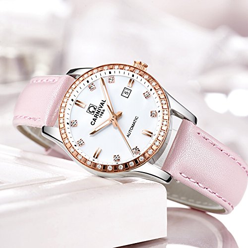FANMIS Luxury Women's Automatic Mechanical Watch - Stainless Steel, Rhinestone, Luminous & Waterproof - Perfect for Formal Events, Parties & Everyday Wear