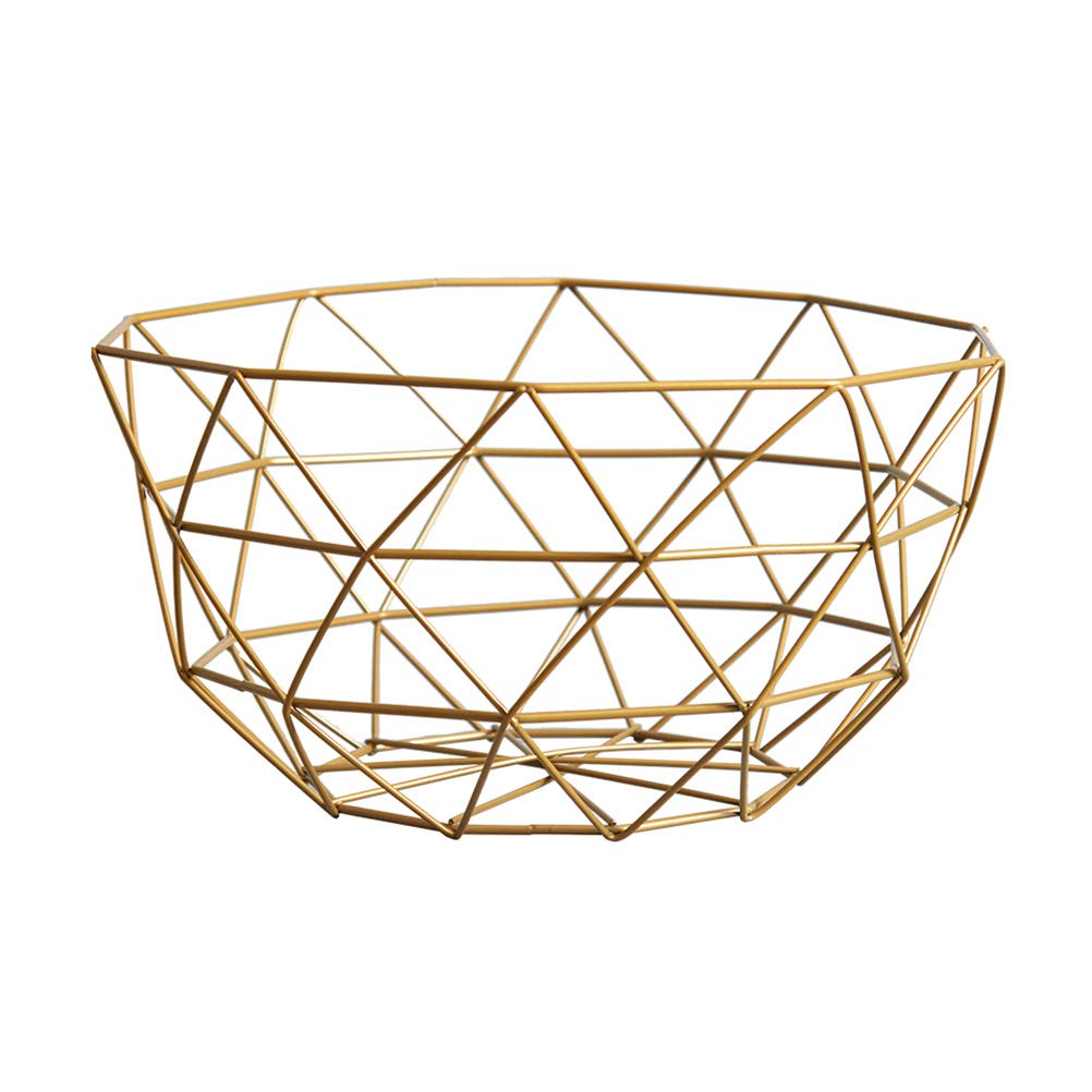 Nordic Creative Iron Fruit Basket for Kitchen - Modern Golden Large Storage Bowl for Fruits, Snacks & Home Decor | Perfect for Living Room, Dining Table & Pantry Organization