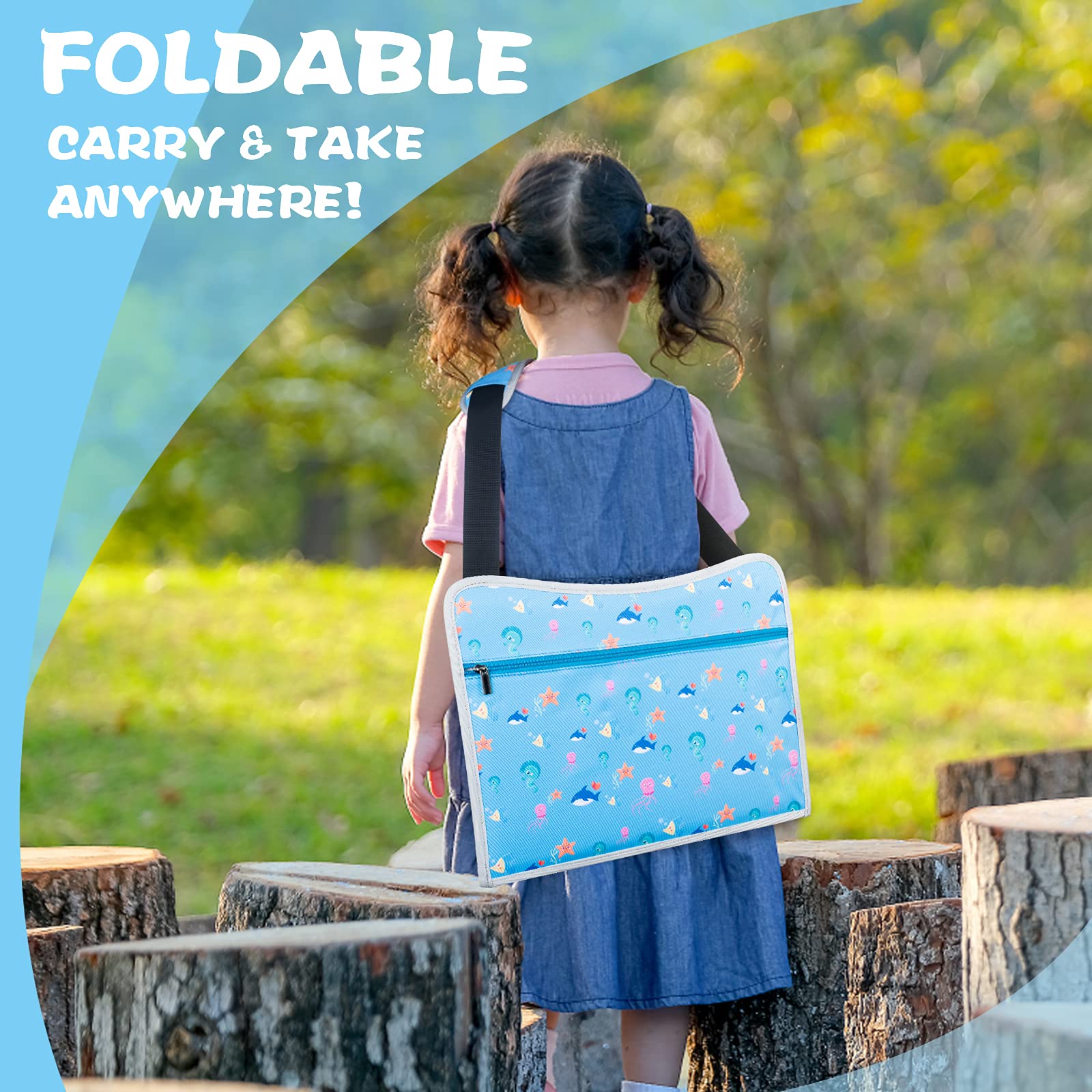 Kids Travel Tray with Dry Erase Board & Storage Pocket - 2 Pack (Blue & Pink) for Car Rides, Airplane Trips & Road Trips - Portable Activity Tray for Toddlers & Children