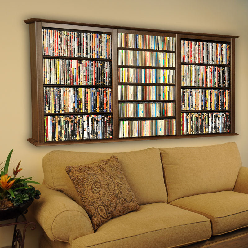 3-Wide Wall Mount Media Cabinet - Modern TV Stand with Storage Shelves for Living Room, Bedroom & Home Theater Organization