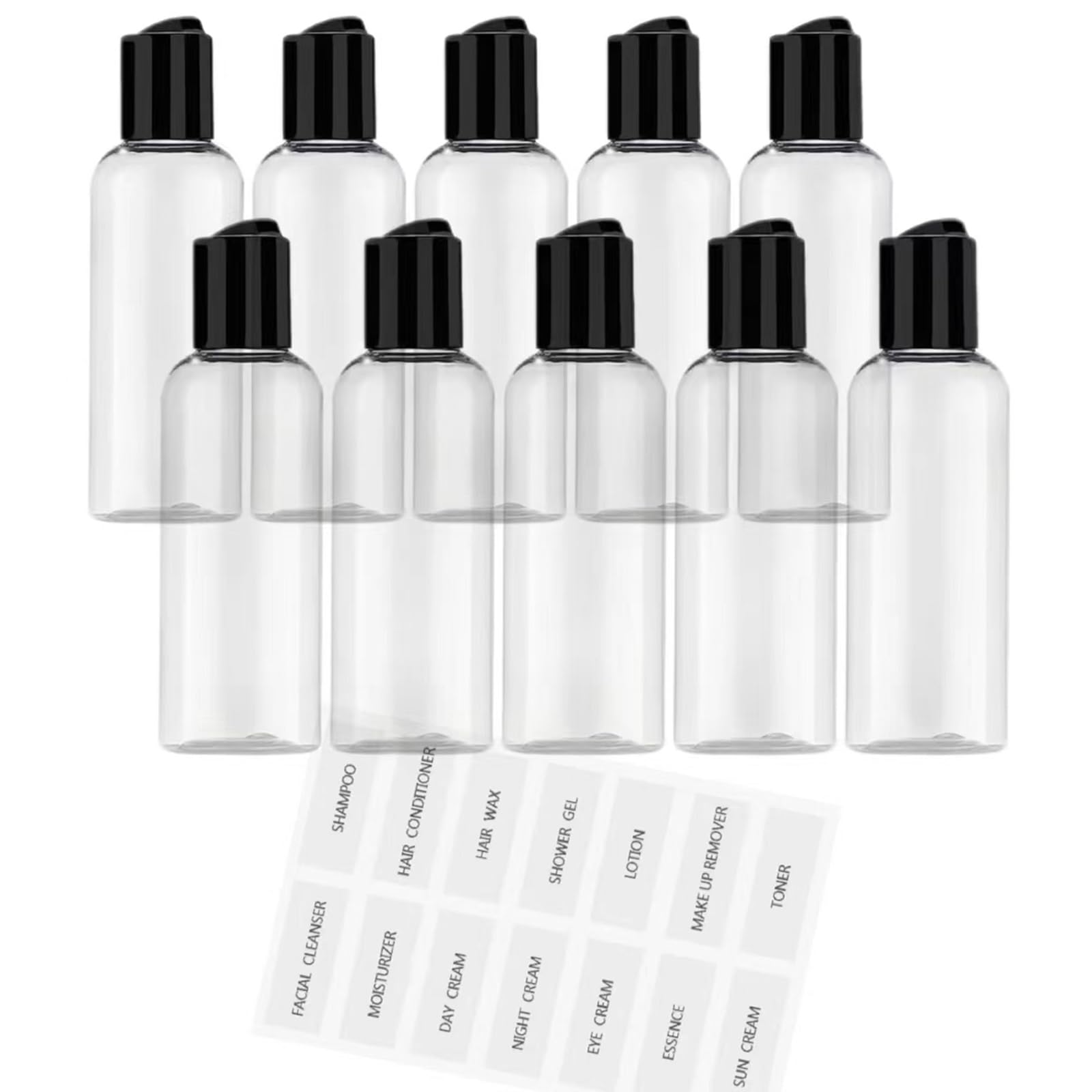10 Pack 3.4 oz Travel Bottles - Leakproof Refillable Plastic Containers for Shampoo, Lotion & Cream | TSA Approved Toiletries for Air Travel, Gym & Vacation Essentials