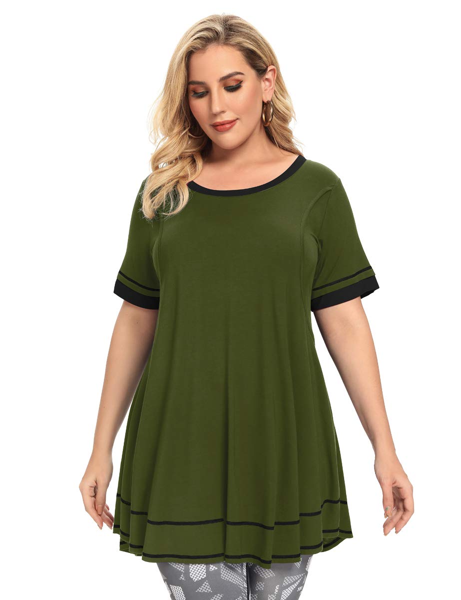 MONNURO Women's Plus Size Nursing Maternity Tops - Short Sleeve Casual Swing Tunic for Breastfeeding | Comfortable Loose Fit Nursing Shirts for Pregnancy & Postpartum | Perfect for Daily Wear, Outings & Nursing in Public
